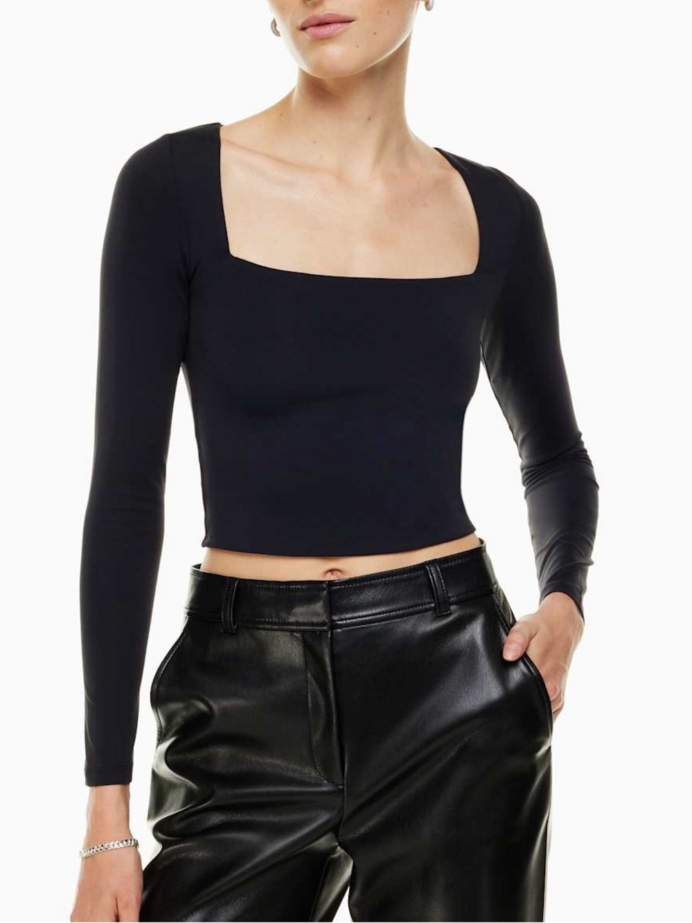Babaton Aritzia size XS contour Square Neck Long Sleeve Crop Top - Black